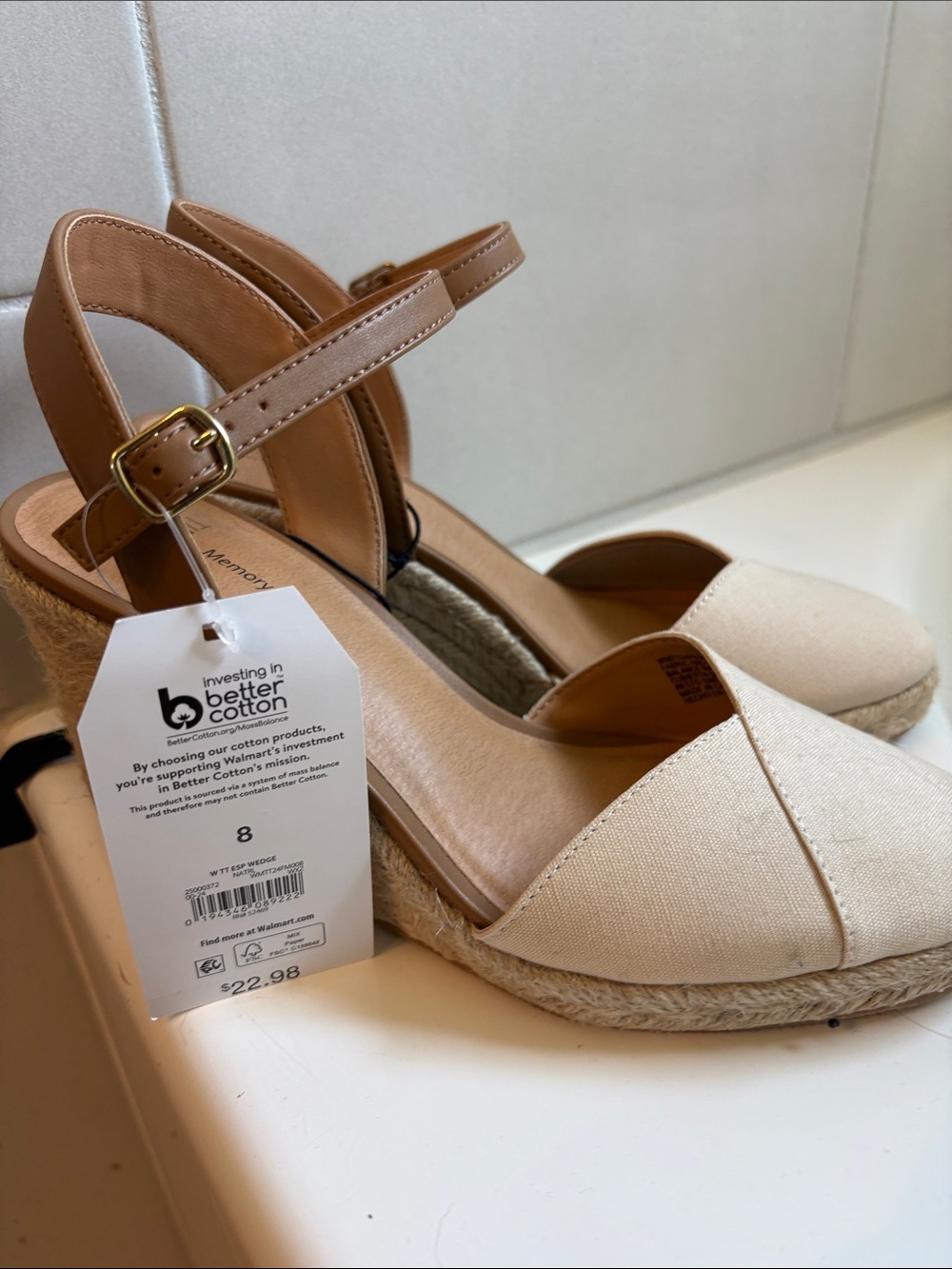 Time and Tru Two-Tone Beige and Tan Ankle-Strap Sandals - Picture 2 of 4